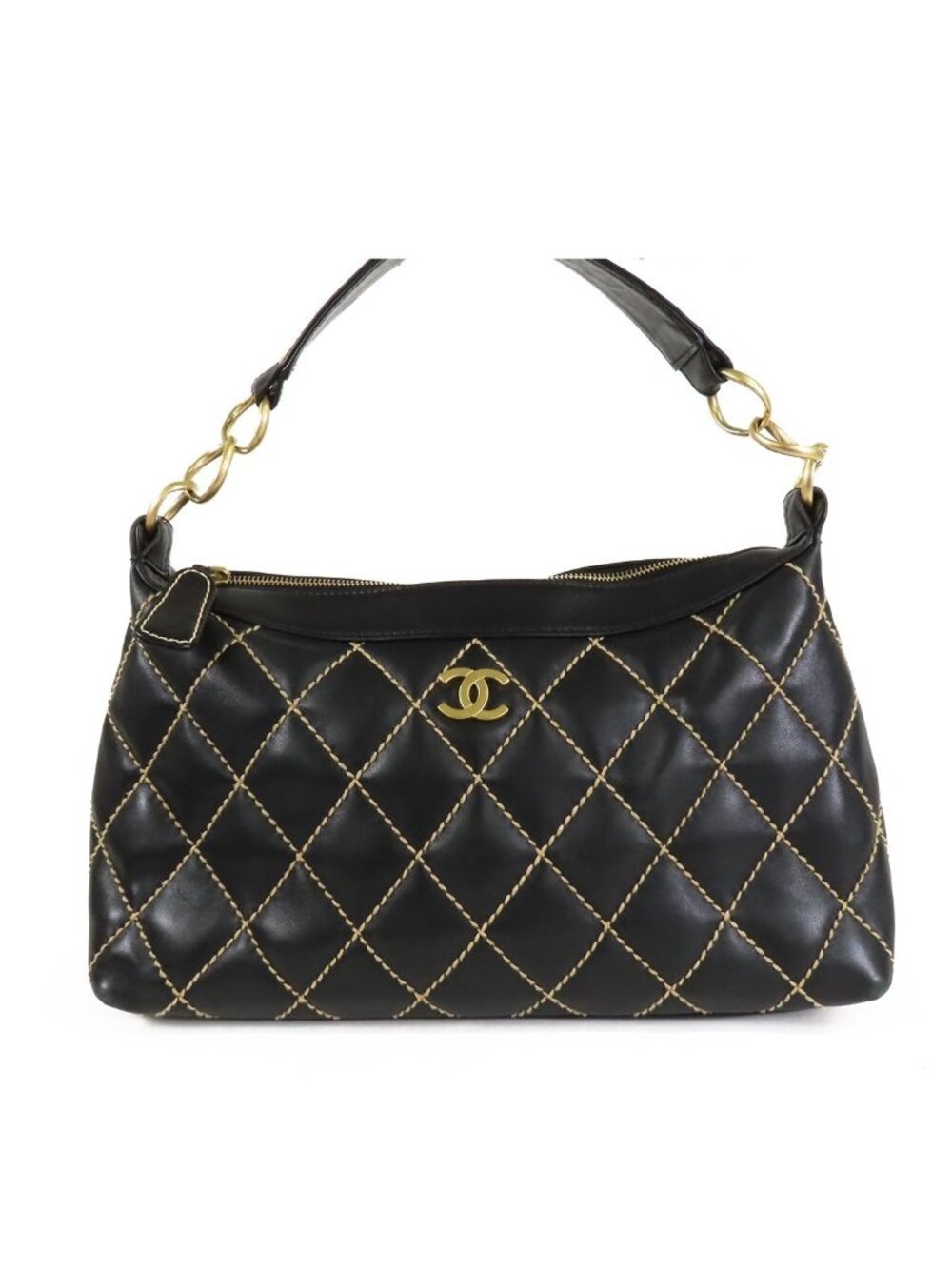 Chanel Wild Stitch Bag Black Gold Leather